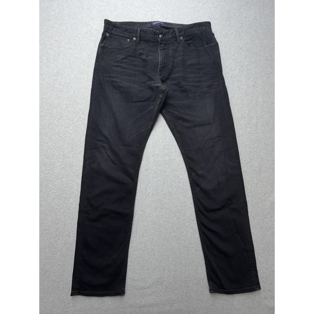 Ralph Lauren Purple Label Jeans Mens 36x32 Black Dark Wash Straight Stretch RLPL